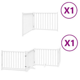 Walplus White Dog Gate With Door Foldable 6 Panels 480 Cm Poplar Wood - thumbnail 2