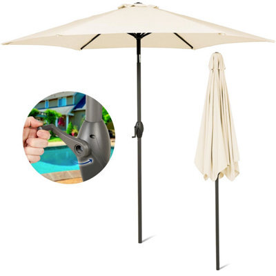 Sunmer 2.7M Parasol With Crank Mechanism, Sun Shading, Water Repellent, Polyester, Easy To Open And Close - Ivory - image 1