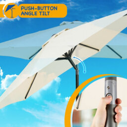 Sunmer 2.7M Parasol With Crank Mechanism, Sun Shading, Water Repellent, Polyester, Easy To Open And Close - Ivory - thumbnail 6