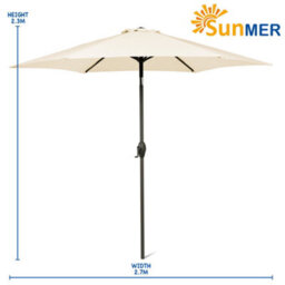 Sunmer 2.7M Parasol With Crank Mechanism, Sun Shading, Water Repellent, Polyester, Easy To Open And Close - Ivory - thumbnail 7