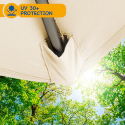Sunmer 2.7M Parasol With Crank Mechanism, Sun Shading, Water Repellent, Polyester, Easy To Open And Close - Ivory - thumbnail 4