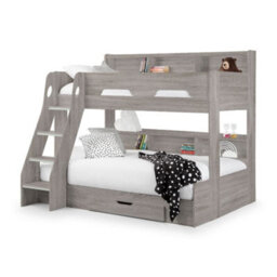 Orion Grey Oak Wooden Storage Triple Sleeper Bunk Bed Frame - 3Ft Single Top And 4Ft Small Double Bottom - thumbnail 8