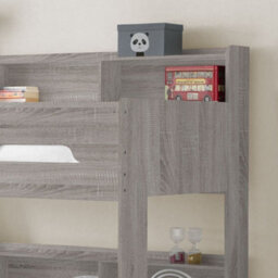 Orion Grey Oak Wooden Storage Triple Sleeper Bunk Bed Frame - 3Ft Single Top And 4Ft Small Double Bottom - thumbnail 3