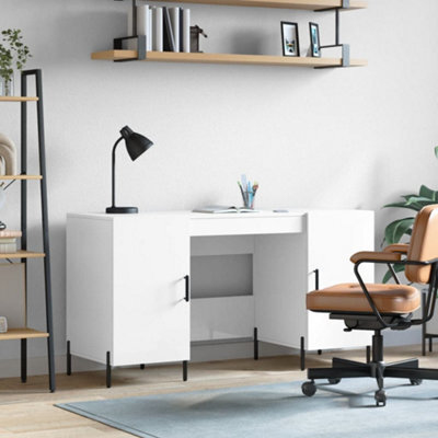 Berkfield Desk High Gloss White 140X50X75 Cm Engineered Wood - image 1