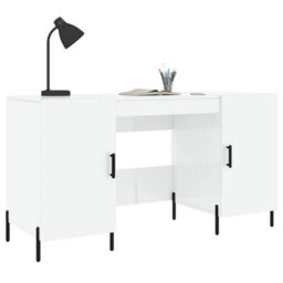 Berkfield Desk High Gloss White 140X50X75 Cm Engineered Wood - thumbnail 3