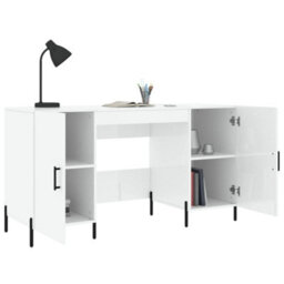 Berkfield Desk High Gloss White 140X50X75 Cm Engineered Wood - thumbnail 4
