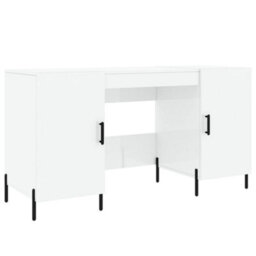 Berkfield Desk High Gloss White 140X50X75 Cm Engineered Wood - thumbnail 2