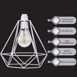 Giggi White Cage Metal Basket Ceiling Light Shade - thumbnail 3