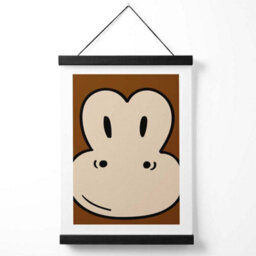 Artze Wall Art Cute Cartoon Style Monkey Face Art Print With Black Frame Size: A4 - thumbnail 1