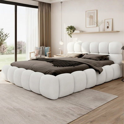 Boston 160 X 200 Cm Bed With Storage Wooden Frame Springlift Mechanism Cream - image 1