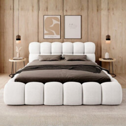 Boston 160 X 200 Cm Bed With Storage Wooden Frame Springlift Mechanism Cream - thumbnail 2