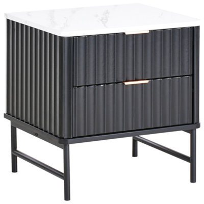 Beliani 2 Drawer Bedside Table Glastonbury Marble/ Black - image 1