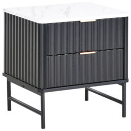 Beliani 2 Drawer Bedside Table Glastonbury Marble/ Black