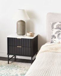 Beliani 2 Drawer Bedside Table Glastonbury Marble/ Black - thumbnail 2