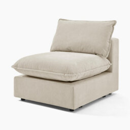 Furniturebox Uk Echo Cream Linen-Look Fabric Armless Armchair For Modular Sofa - thumbnail 5