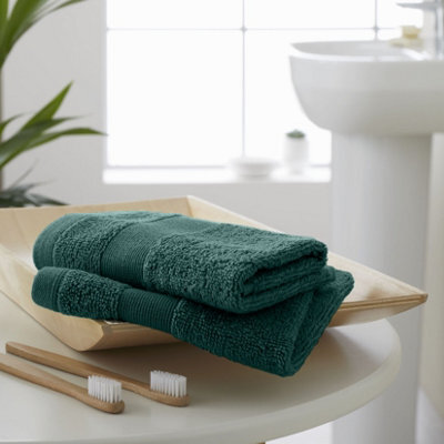 Catherine Lansfield Anti-Bacterial Cotton 30X30Cm Face Cloth Pair Forest Green - image 1
