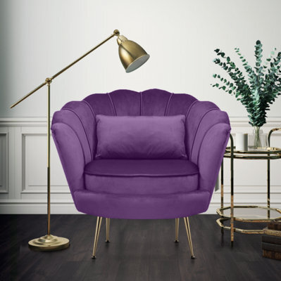 Velvet Purple Daisy Accent Chair - image 1