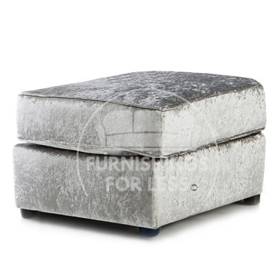 Furnishings For Less UK Crystal / Chelsea Soft Crushed Velvet Fabric Silver Footstool Sofa Accessory