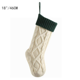 Amorly 6Pcs White Green 18 Inch Large Knitted Christmas Stockings, Family Hanging Holiday Stockings For Fireplace Christmas Party Decor - thumbnail 5