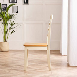 Furniturebox Uk Salcombe Small Rectangular Wooden Table & 4 Whitby Cream Dining Chairs With Oak Colour Seats - thumbnail 9