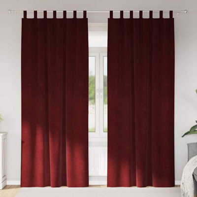 Berkfield Blackout Curtains With Hanging Loops 2 Pcs Wine Red Velvet - image 1