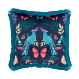 Catherine Lansfield Mya Fringe 45X45 Cm Soft Touch Velvet Cushion Navy Blue - thumbnail 3