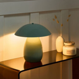 Beliani Light Green Mushroom Table Lamp 30Cm With Iron Base And High-Gloss Finish - thumbnail 1