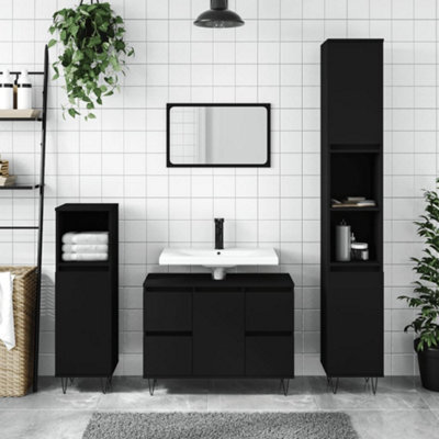 Berkfield Bathroom Cabinet Black 80X33X60 Cm Engineered Wood - image 1