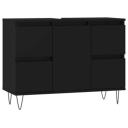 Berkfield Bathroom Cabinet Black 80X33X60 Cm Engineered Wood - thumbnail 2