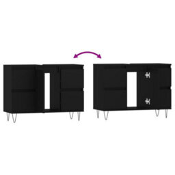 Berkfield Bathroom Cabinet Black 80X33X60 Cm Engineered Wood - thumbnail 8