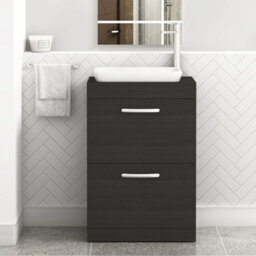 Royal Bathrooms Turin 800mm Freestanding Bathroom Vanity Unit With Sink 2 Drawer Hale Black & Qubix Countertop Basin - thumbnail 1
