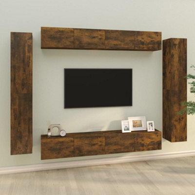 Berkfield 8 Piece Tv Cabinet Set Smoked Oak Engineered Wood - image 1
