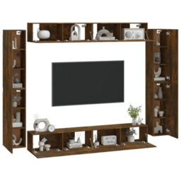 Berkfield 8 Piece Tv Cabinet Set Smoked Oak Engineered Wood - thumbnail 3