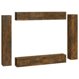 Berkfield 8 Piece Tv Cabinet Set Smoked Oak Engineered Wood - thumbnail 2