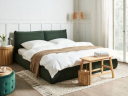 Beliani Bed Fabric Vinay 180 X 200 Cm (Eu Super King) Dark Green - thumbnail 2