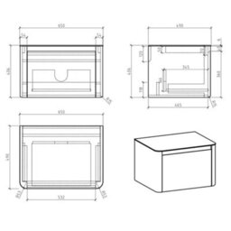Plum&clay Mayfair Gloss Light Grey Wall Hung Bathroom Vanity Unit With Black Slate Countertop (W)650mm (H)406mm - thumbnail 7
