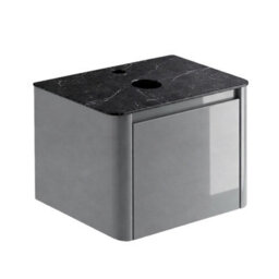 Plum&clay Mayfair Gloss Light Grey Wall Hung Bathroom Vanity Unit With Black Slate Countertop (W)650mm (H)406mm - thumbnail 2