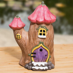 Pelle & Sol Mushroom House Garden Ornament - Resin Garden Decor Statue - 10 X 13.5 X 19Cm - thumbnail 2