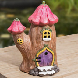 Pelle & Sol Mushroom House Garden Ornament - Resin Garden Decor Statue - 10 X 13.5 X 19Cm - thumbnail 4