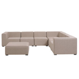 Beliani Garden Corner Sofa With Ottoman 7 Seater Arezzo Right Hand Beige Modular - thumbnail 4