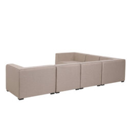 Beliani Garden Corner Sofa With Ottoman 7 Seater Arezzo Right Hand Beige Modular - thumbnail 8