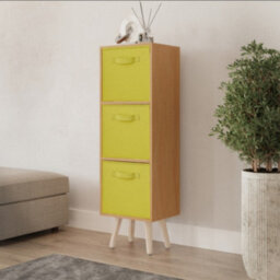 Urbn-Living Beech 3-Tier 3-Drawer Cube Shelving Unit With Scandinavian Legs - thumbnail 1