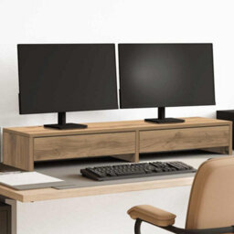 Walplus Monitor Stand With Drawers Artisian Oak 100X27X15 Cm Engineered Wood - thumbnail 1