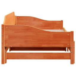 Berkfield Daybed With Trundle Without Mattress Wax Brown 80X200 Cm Solid Wood - thumbnail 8