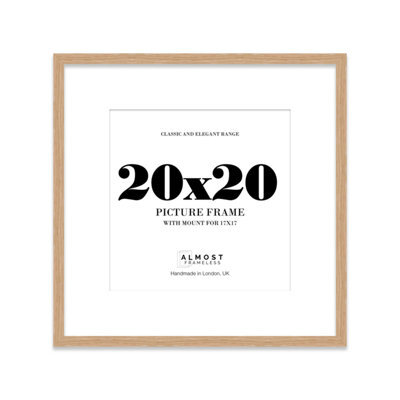 "20X20"" Oak Picture Frame - 20X20"" Square Frame With 17X17"" Mount For 20X20""/17X17"" Pictures Vintage Style Gallery Wall, 1 Pack" - image 1