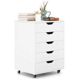 5 Drawer Rolling Wooden Storage Cabinet Dresser