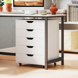 5 Drawer Rolling Wooden Storage Cabinet Dresser - thumbnail 3