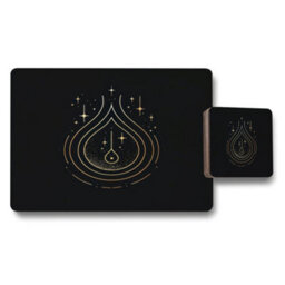 Benjamin Tate Design Signature Gold Foil Placemat And Coaster Set With Wood Base Designer Artwork Limited Edition - thumbnail 1