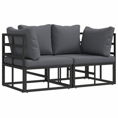 Berkfield Stylish Outdoor Furniture With Cushion 2 Pcs Black Aluminium - image 1