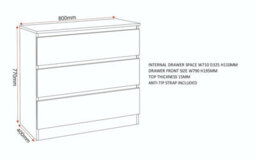 Seconique Malvern 3 Drawer Chest Sonoma Oak Effect Metal Runners - thumbnail 3
